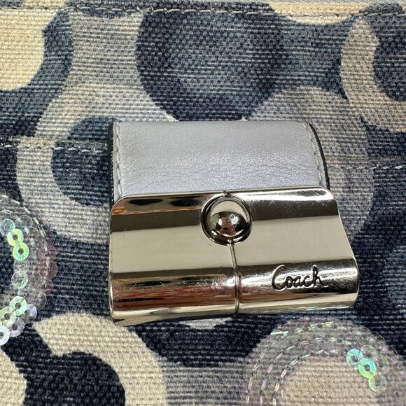 Coach Kristin Swing Bag Crossbody Sequin Signature Blue 43725 - Picture 2 of 15